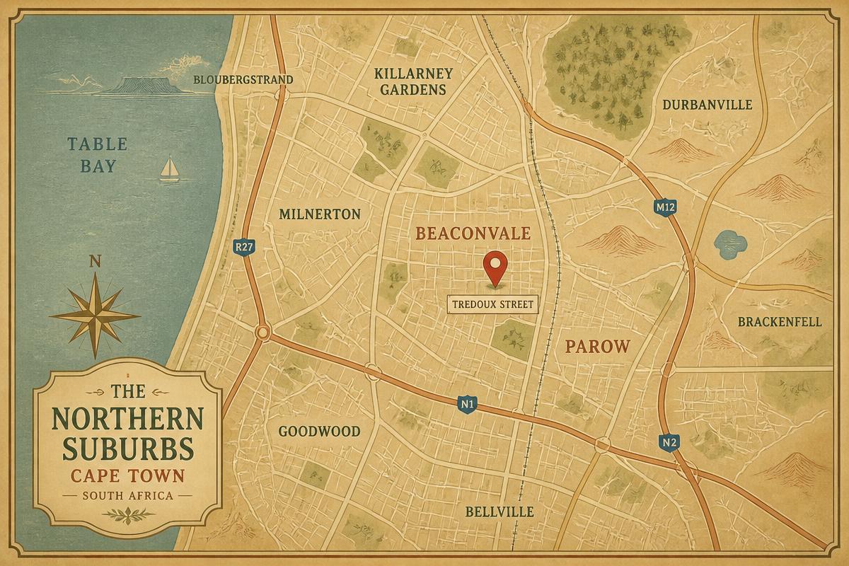 Map showing Flexi Foods location at Tredoux Street in Beaconvale, Cape Town