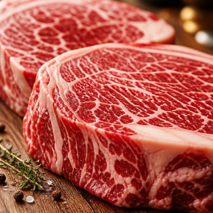 Premium marbled beef steak cuts